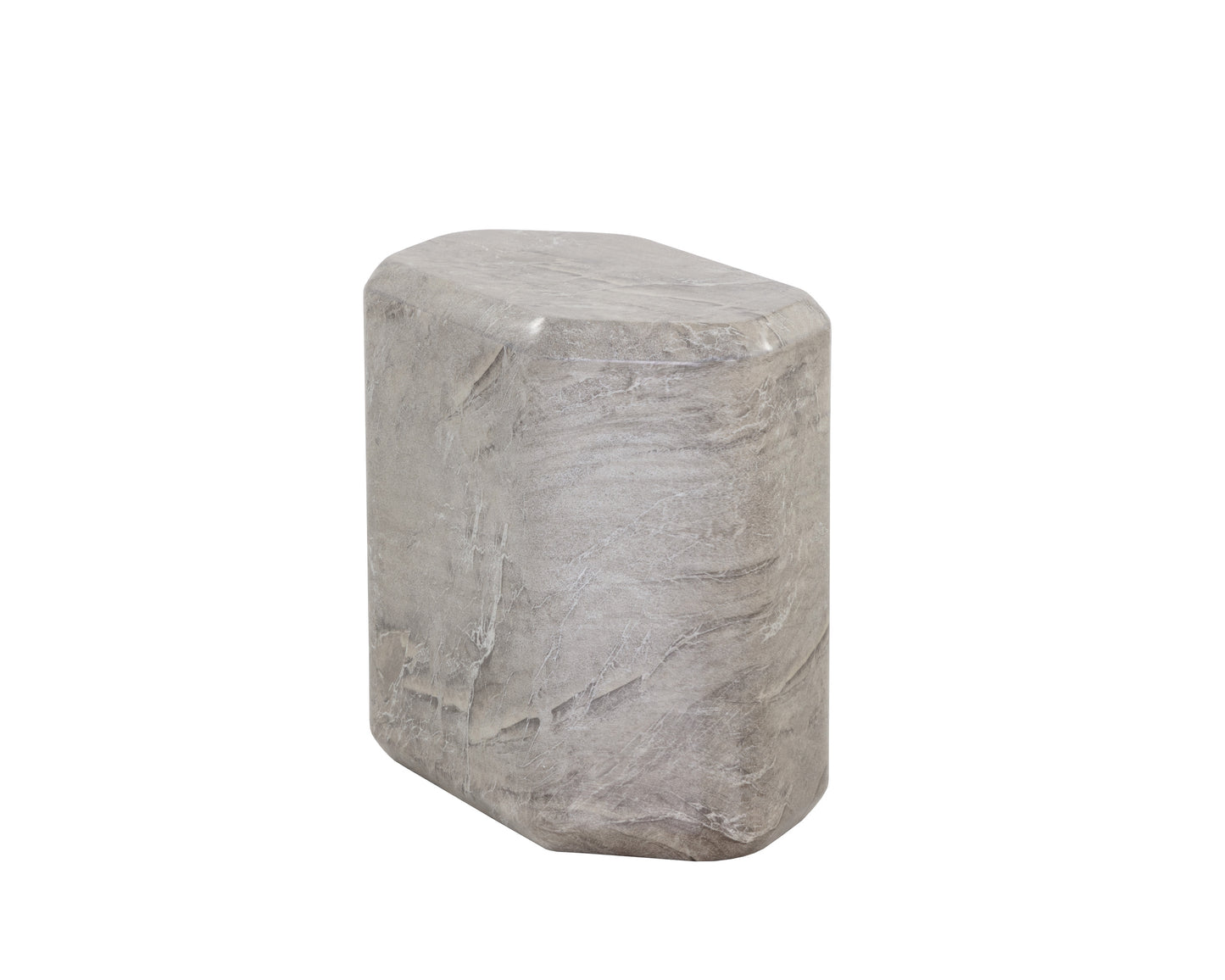 NAHLA SPEZZA SIDE TABLE - LOW - MARBLE LOOK - GREY