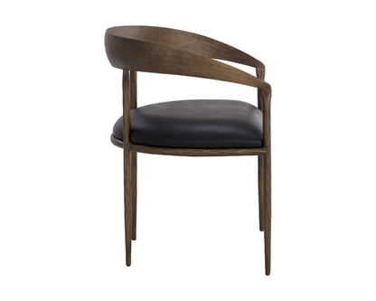 NAHLA ZANATTA DINING ARMCHAIR - CHARCOAL BLACK LEATHER