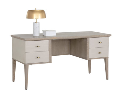 NAHLA PATTINSON DESK - WHITE CERUSE - OYSTER SHAGREEN