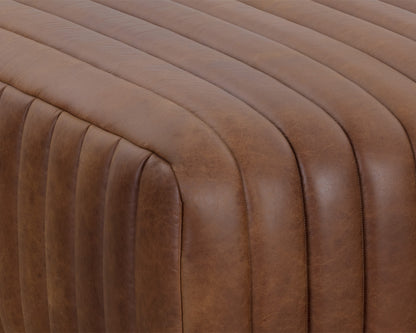 NAHLA LEWIN OTTOMAN - SQUARE - AGED COGNAC LEATHER