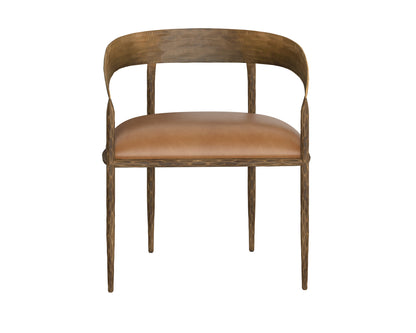 NAHLA ZANATTA DINING ARMCHAIR - TAN LEATHER