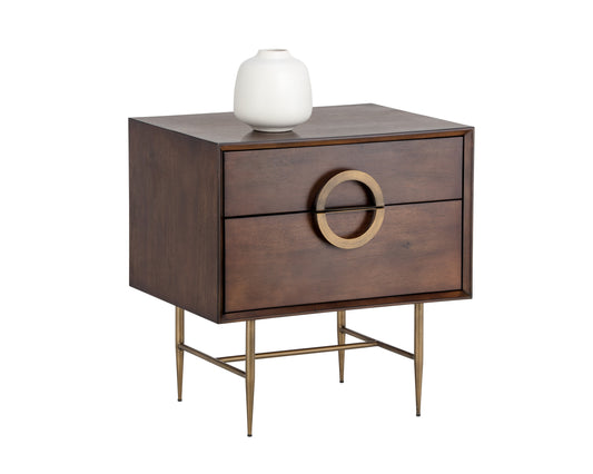 NAHLA EMERY NIGHTSTAND - ANTIQUE BRASS - DARK MANGO