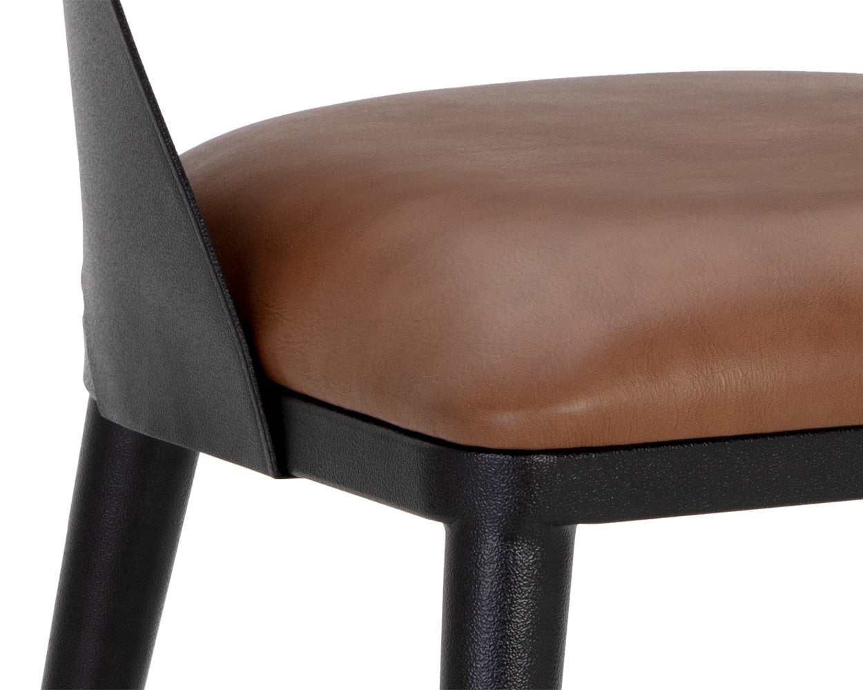 NAHLA DEZIRAE DINING CHAIR - BLACK - COGNAC LEATHER