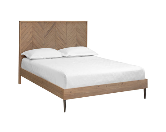 NAHLA GREYSON BED - QUEEN - LIGHT ACACIA