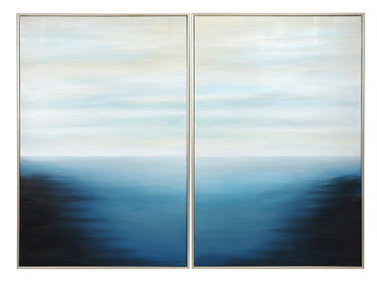 NAHLA BELOW THE SURFACE (SET OF 2) - 40" X 60" - SILVER FLOATER FRAME