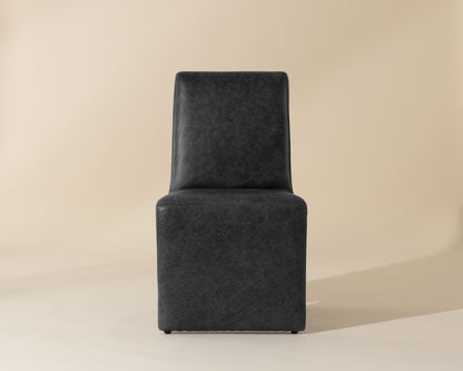 NAHLA CASCATA DINING CHAIR - MARSEILLE BLACK LEATHER