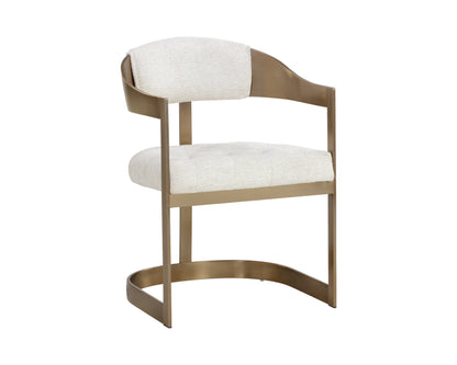 NAHLA BEAUMONT DINING ARMCHAIR - ANTIQUE BRASS - RHEA LIGHT BARLEY