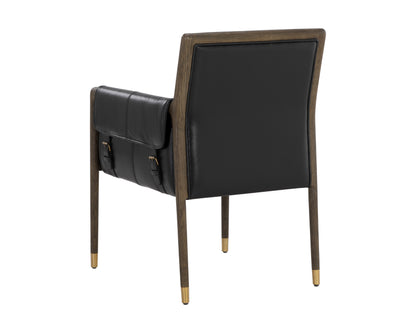 NAHLA MAUTI DINING ARMCHAIR - DISTRESSED BROWN - CORTINA BLACK LEATHER