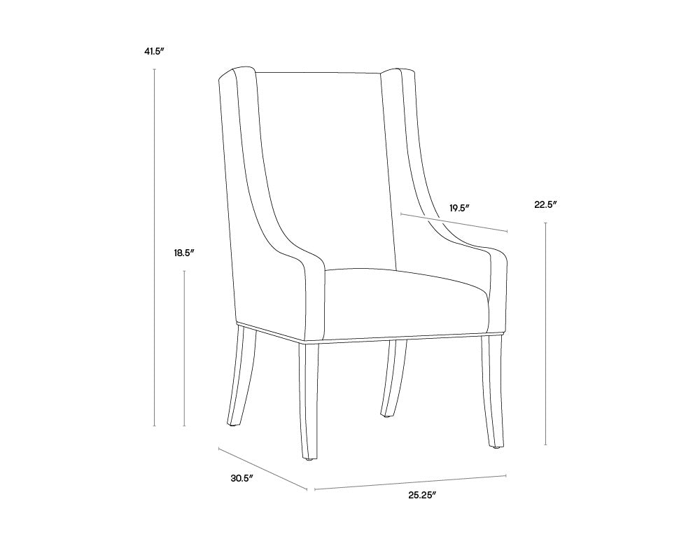 NAHLA AIDEN DINING ARMCHAIR - PICCOLO PEBBLE