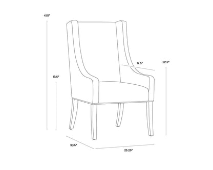 NAHLA AIDEN DINING ARMCHAIR - PICCOLO PEBBLE