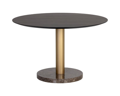 NAHLA MONACO DINING TABLE - GOLD - GREY MARBLE / CHARCOAL GREY - 48"