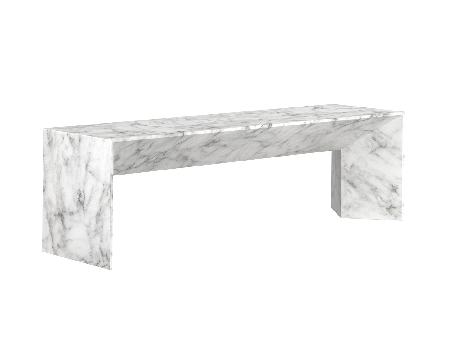 NAHLA NOMAD BENCH - MARBLE LOOK - WHITE