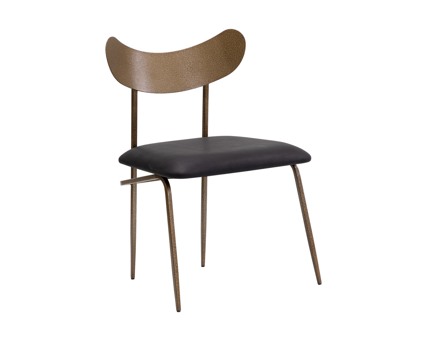 NAHLA GIBBONS DINING CHAIR - ANTIQUE BRASS - CHARCOAL BLACK LEATHER