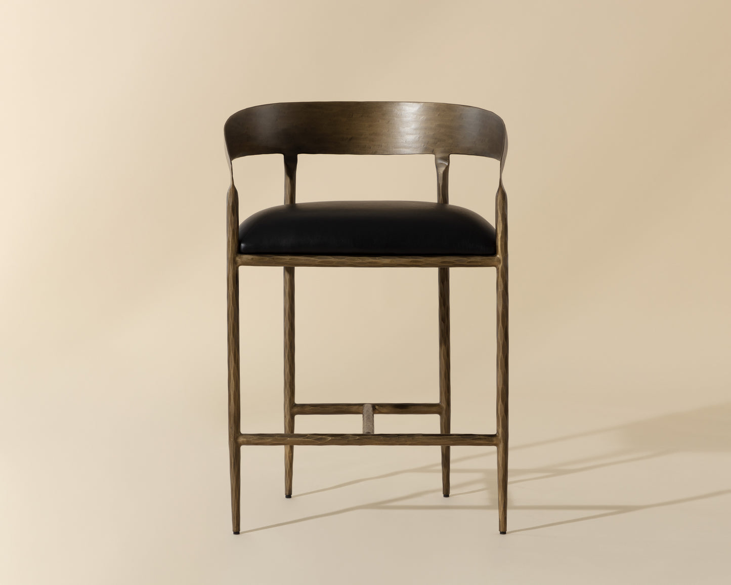 NAHLA ZANATTA COUNTER STOOL - CHARCOAL BLACK LEATHER