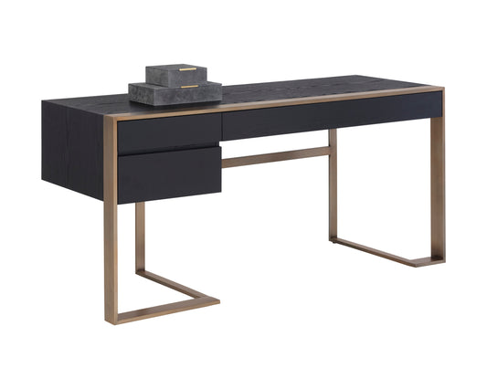 NAHLA DALTON DESK - ANTIQUE BRASS - BLACK