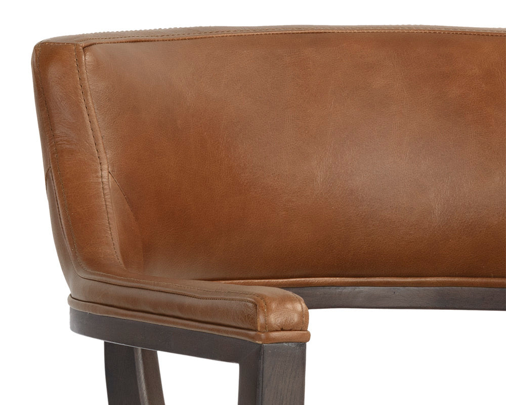 NAHLA BRYLEA DINING ARMCHAIR - BROWN - SHALIMAR TOBACCO LEATHER