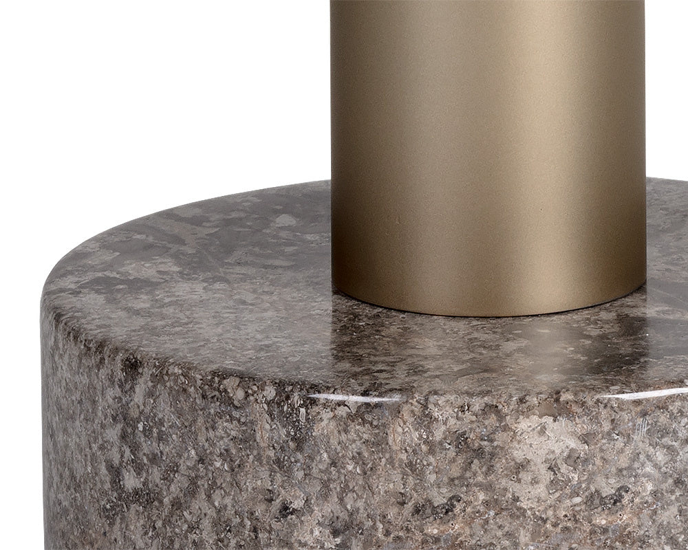 NAHLA MONACO END TABLE - GOLD - GREY MARBLE / CHARCOAL GREY