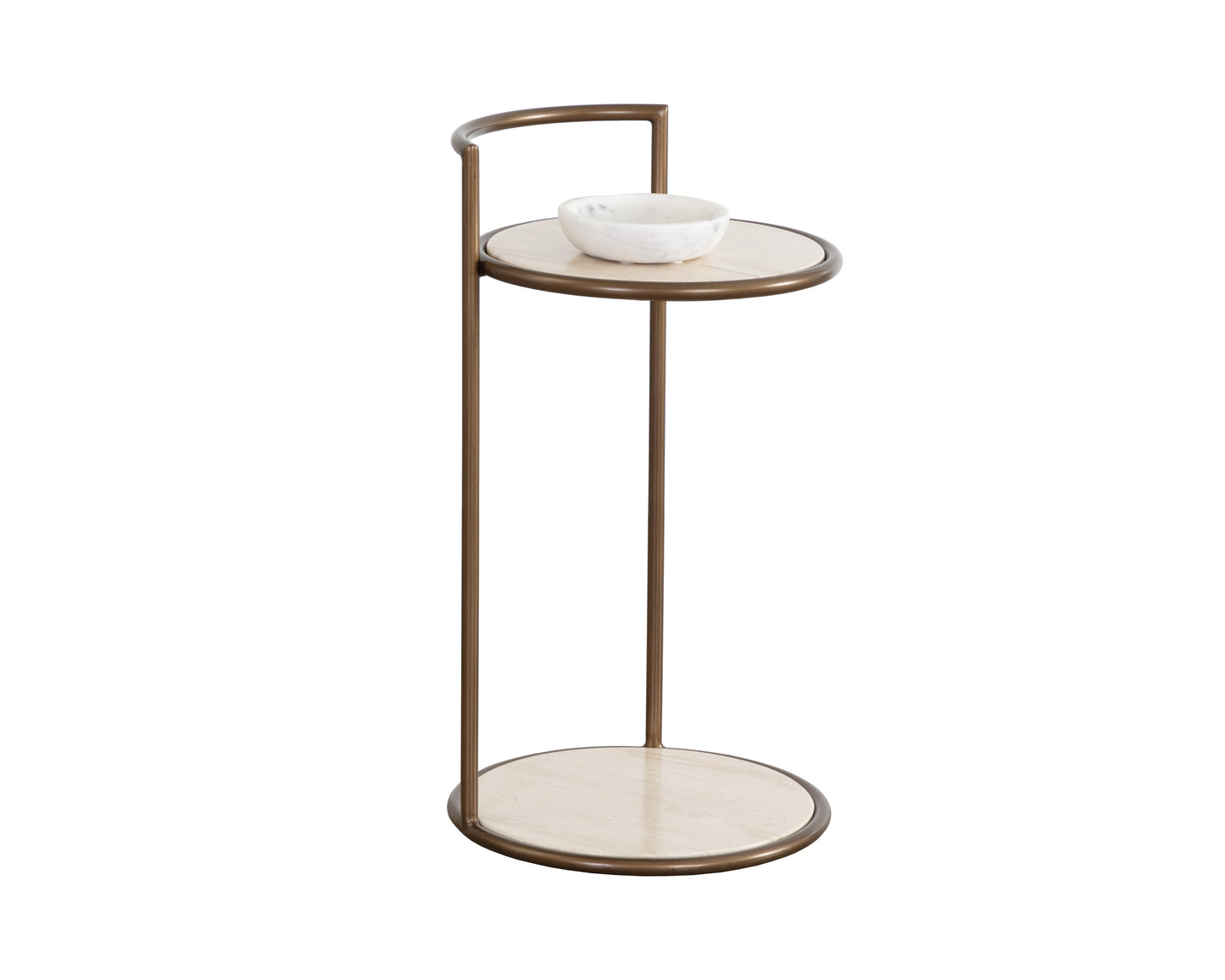 NAHLA PARGA END TABLE - RUSTIC BRONZE - TRAVERTINE LOOK