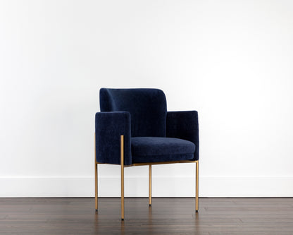 NAHLA RICHIE DINING ARMCHAIR - ANTIQUE BRASS - DANNY NAVY