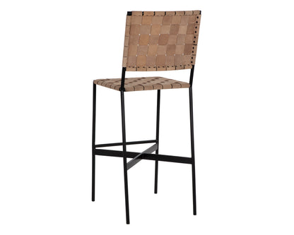 NAHLA OMARI BARSTOOL - SUEDE LIGHT TAN LEATHER