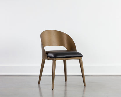 NAHLA DEZIRAE DINING CHAIR - ANTIQUE BRASS - CHARCOAL BLACK LEATHER