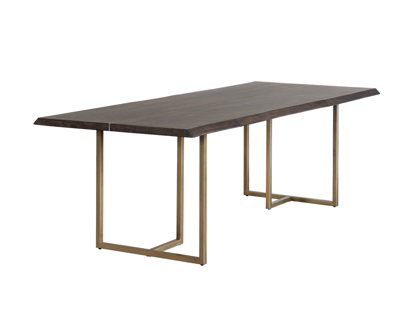 NAHLA DONNELLY DINING TABLE - ANTIQUE BRASS - DARK MANGO - 95"