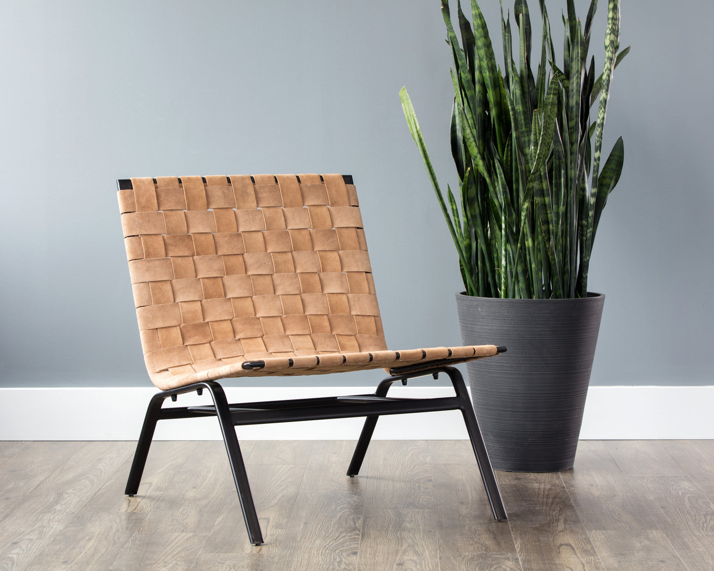 NAHLA OMARI LOUNGE CHAIR - SUEDE LIGHT TAN LEATHER