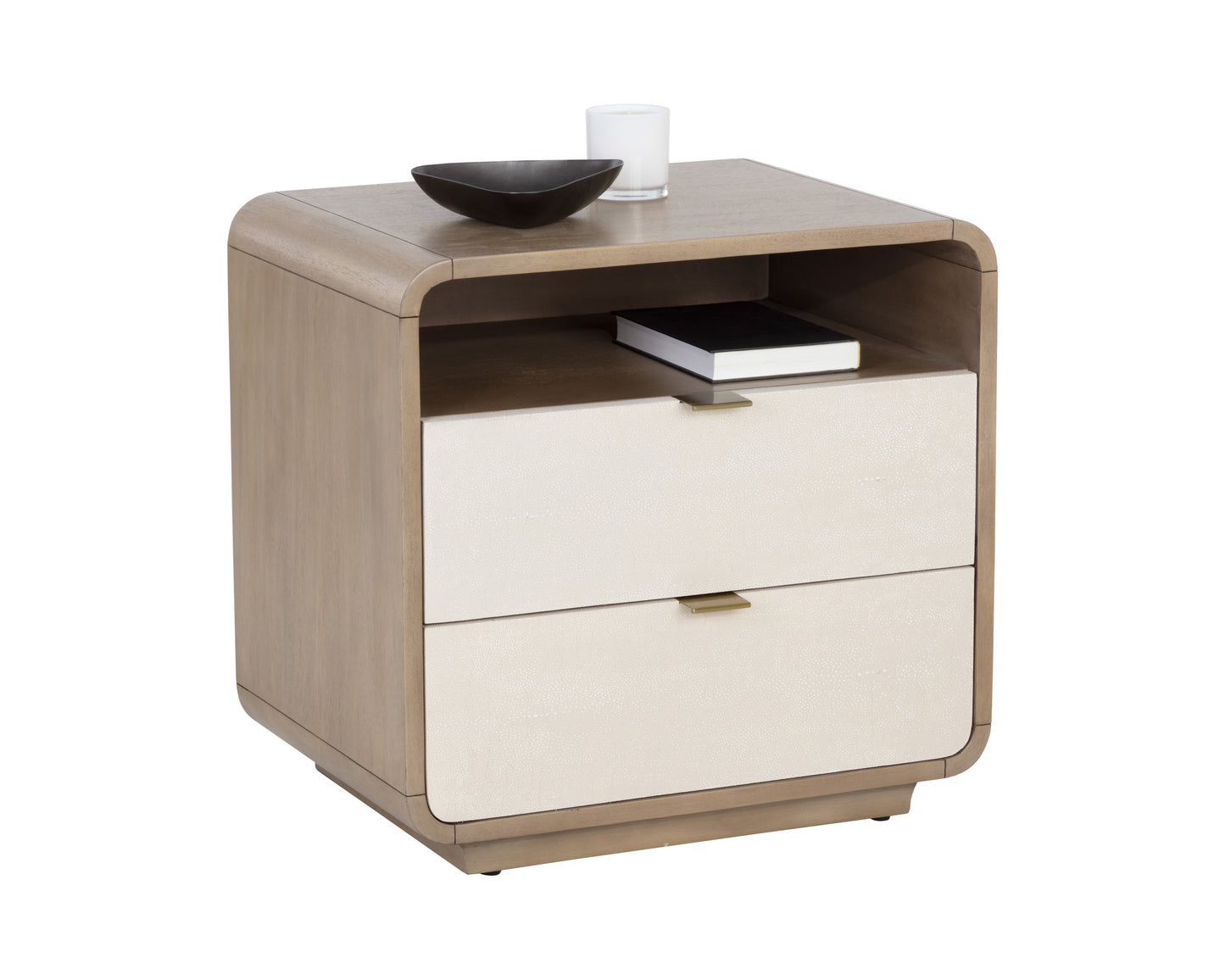 NAHLA KAYDEN NIGHTSTAND - OYSTER SHAGREEN