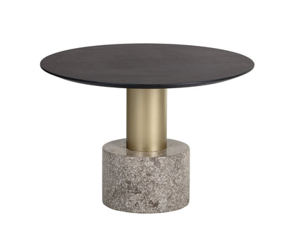 NAHLA MONACO COFFEE TABLE - GOLD - GREY MARBLE / CHARCOAL GREY