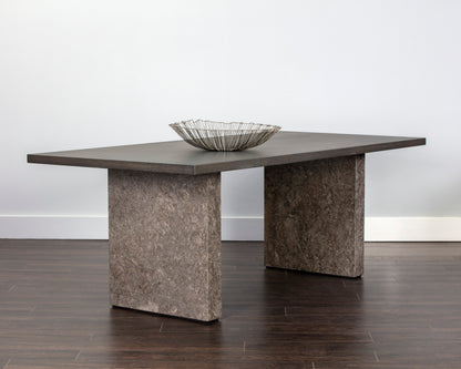 NAHLA REBEL DINING TABLE - GREY MARBLE / CHARCOAL GREY - 82.75"