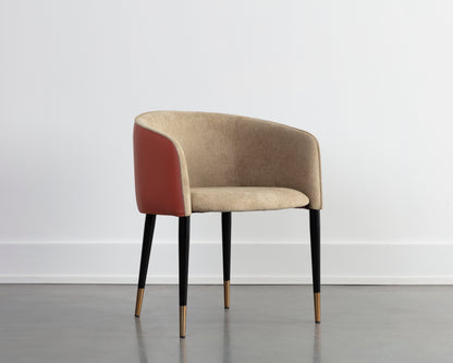 NAHLA ASHER DINING ARMCHAIR - POLO CLUB TOAST / DILLON CHILI