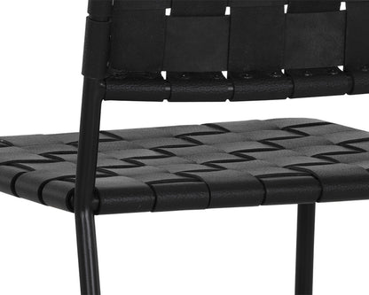 NAHLA OMARI DINING CHAIR - BLACK LEATHER