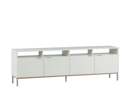 NAHLA AMBROSE MODULAR MEDIA CONSOLE AND CABINET - CHAMPAGNE GOLD - CREAM