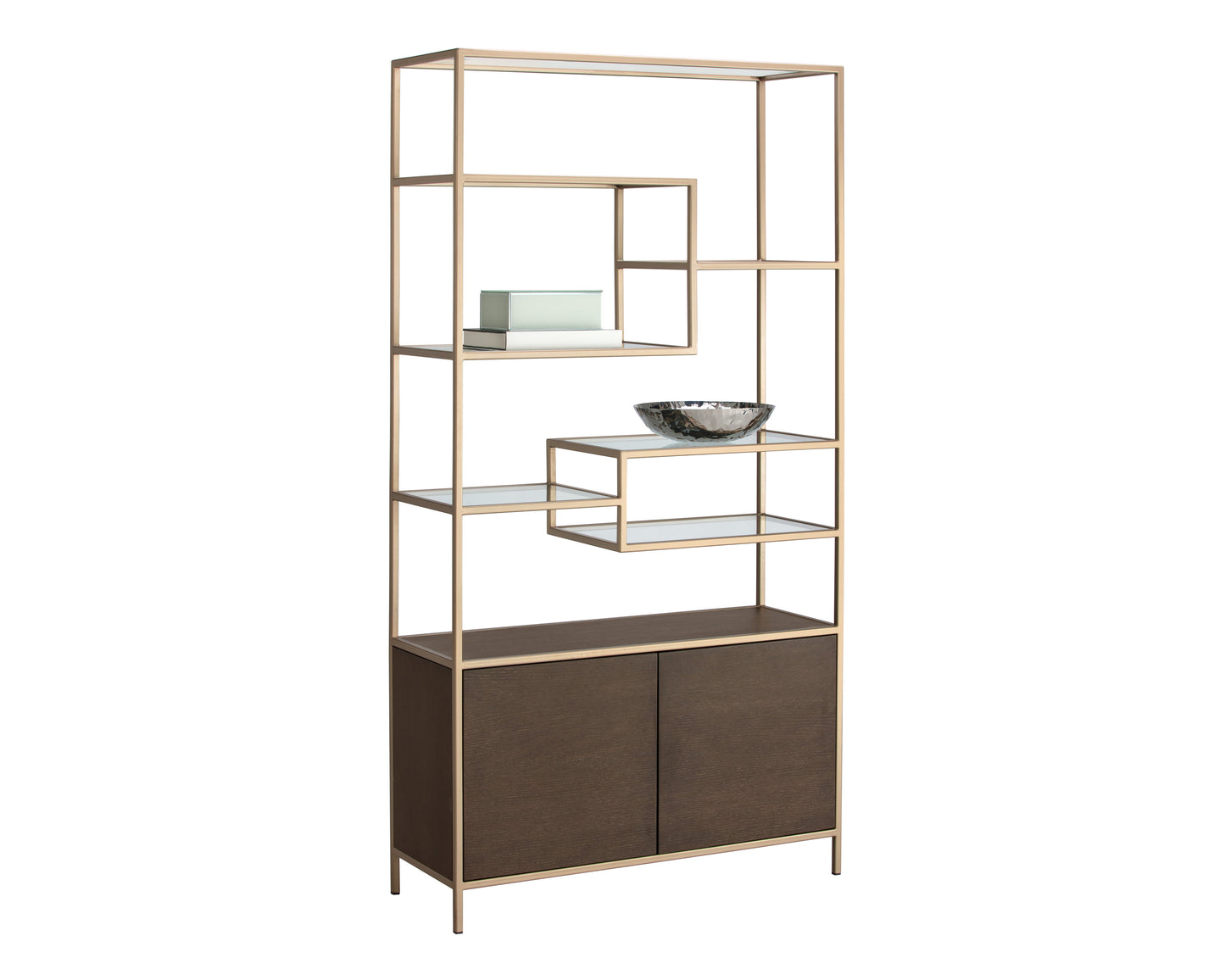 NAHLA STAMOS BOOKCASE - GOLD - RAW UMBER