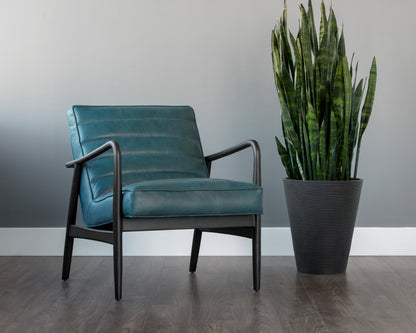 NAHLA LYRIC LOUNGE CHAIR - VINTAGE PEACOCK LEATHER