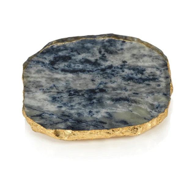 Agate Marble Glass Coaster with Gold Rim