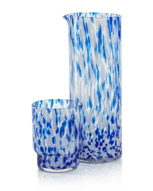 Amalfi Tortoise Glassware - White & Blue - Pitcher