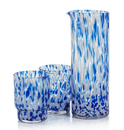 Amalfi Tortoise Glassware - White & Blue - Pitcher