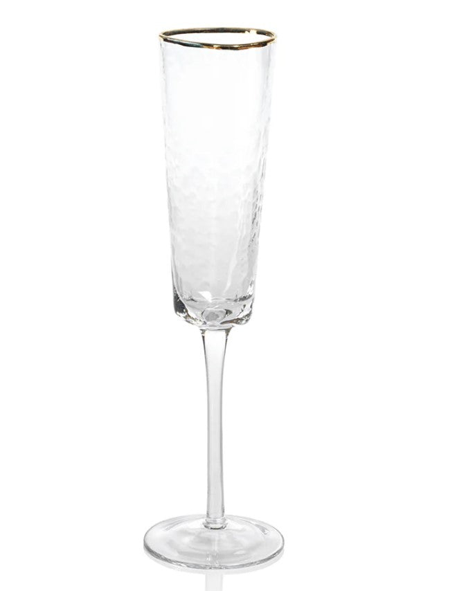 Aperitivo Triangular Champagne Flute - Clear with Gold Rim