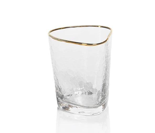 Aperitivo Triangular Double Old Fashioned Glass - Clear with Gold Rim