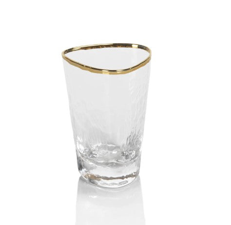 Aperitivo Triangular Shot Glass - Clear with Gold Rim