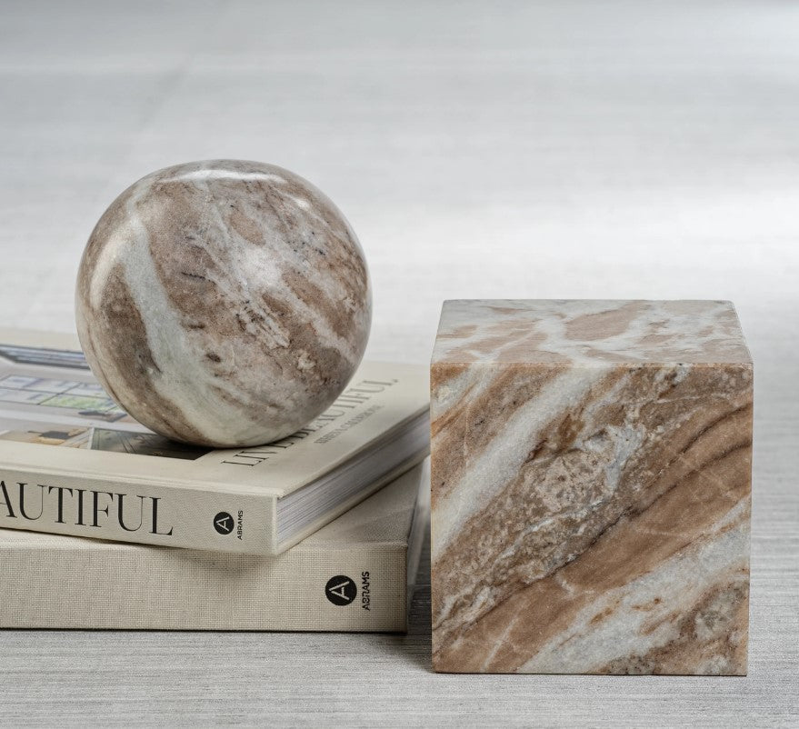 Arabescato Marble Bookend - Ball