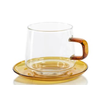 Baglioni Glass Tea and Coffee Cup with Saucer Set