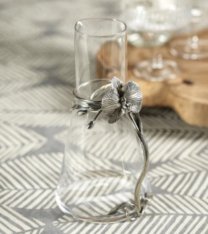 Bogar Orchid Pewter and Glass Pitcher