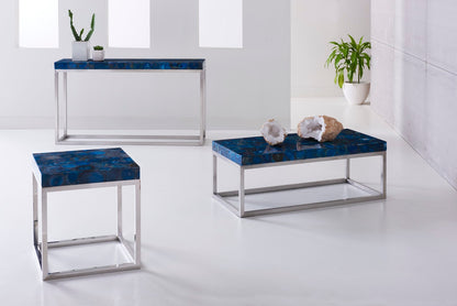 Agate Console Table, Stainless Steel Base