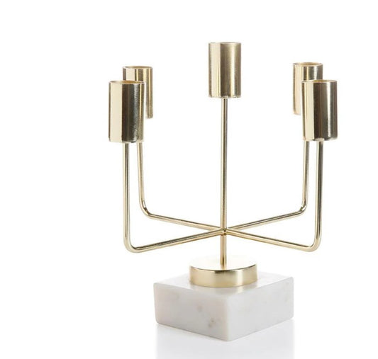 Celine Five-Tier Brass and Marble Taper Holder