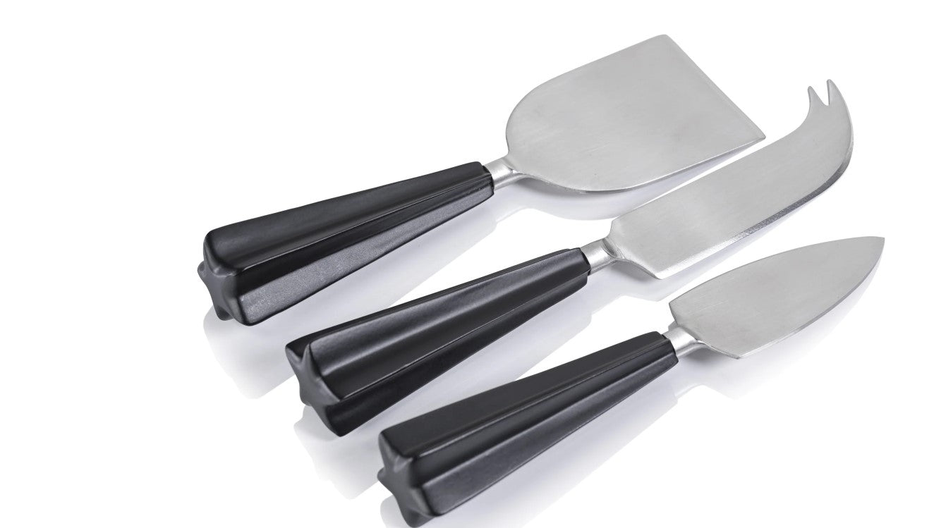 Cheese Knife Set with Black Handles - Set of 3