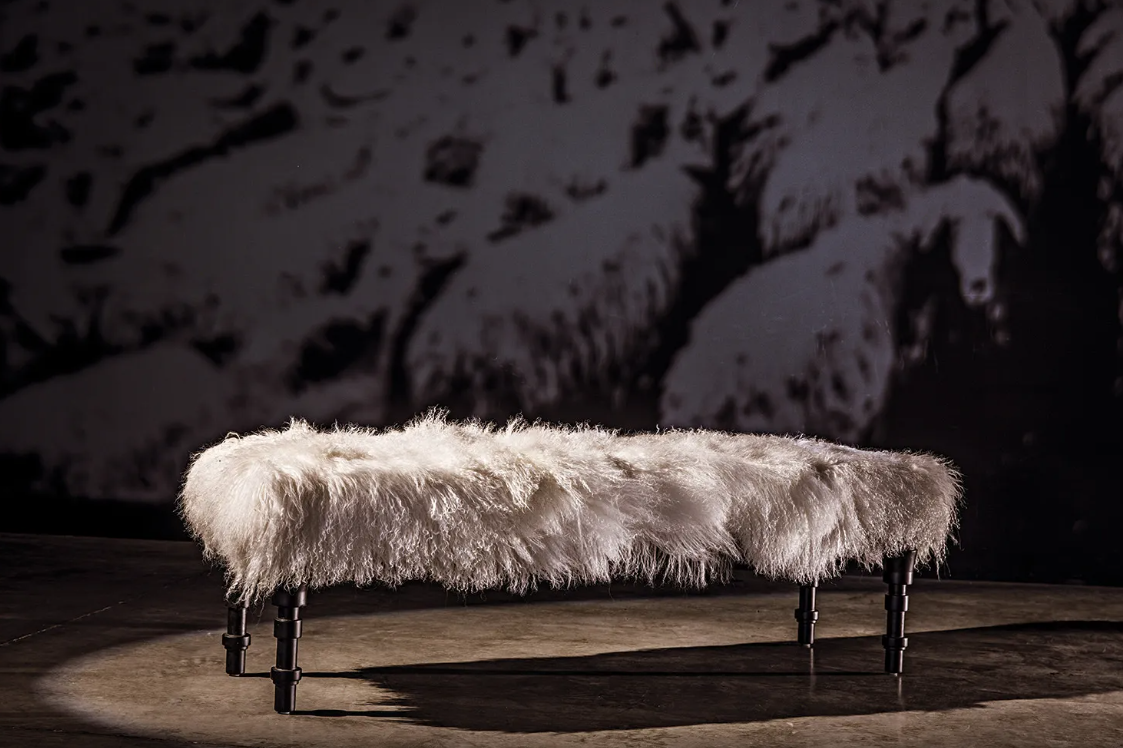 Coco Bench with Flokati