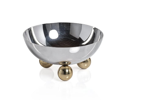 Condiment Bowl - Polished Nickel with Gold Feet