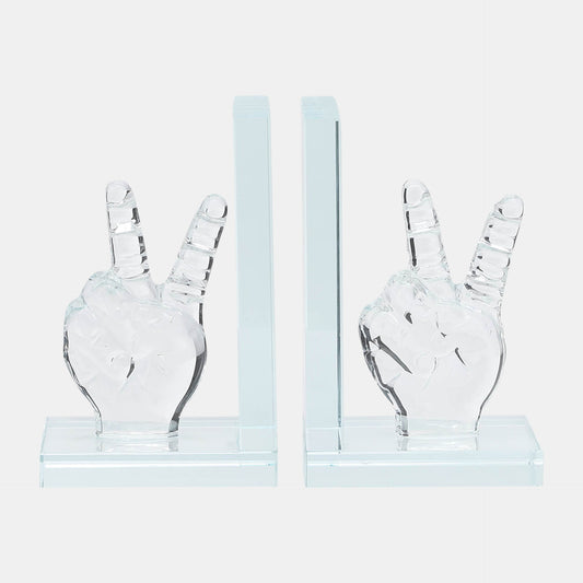 Crystal, Peace Sign Bookends